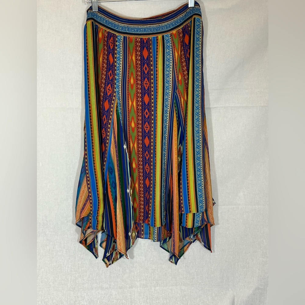 Soft Surroundings Multicolor Striped Asymmetrical Skirt